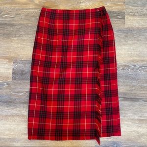 REQUIREMENTS Wrap Skirt Red Plaid Check